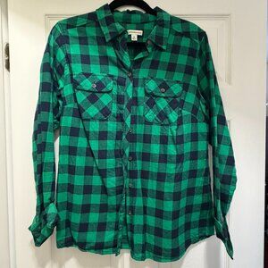 Croft & Barrow Green & Navy Flannel Shirt Size M